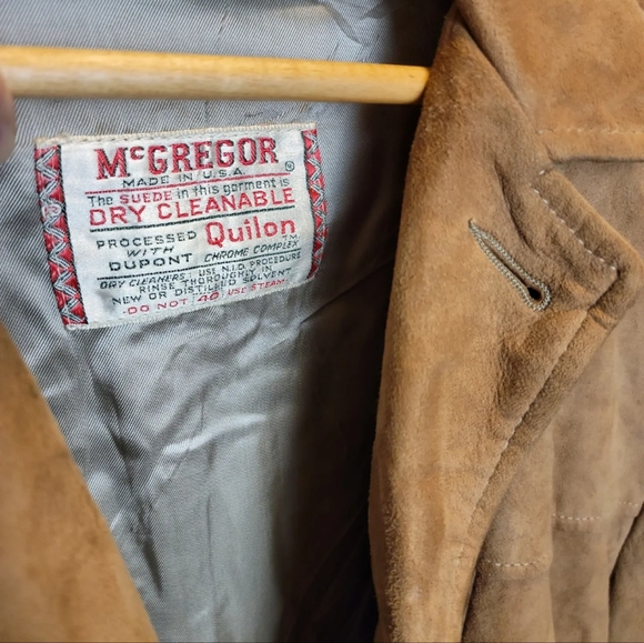 Vintage Suede Leather Jacket McGregor Mens 40 Tan Brown 1970s 70s Hippie - Picture 3 of 10